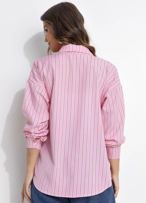 Quintess - Blusa Listrado Rosa em Poliéster com Elastano - QUINTESS