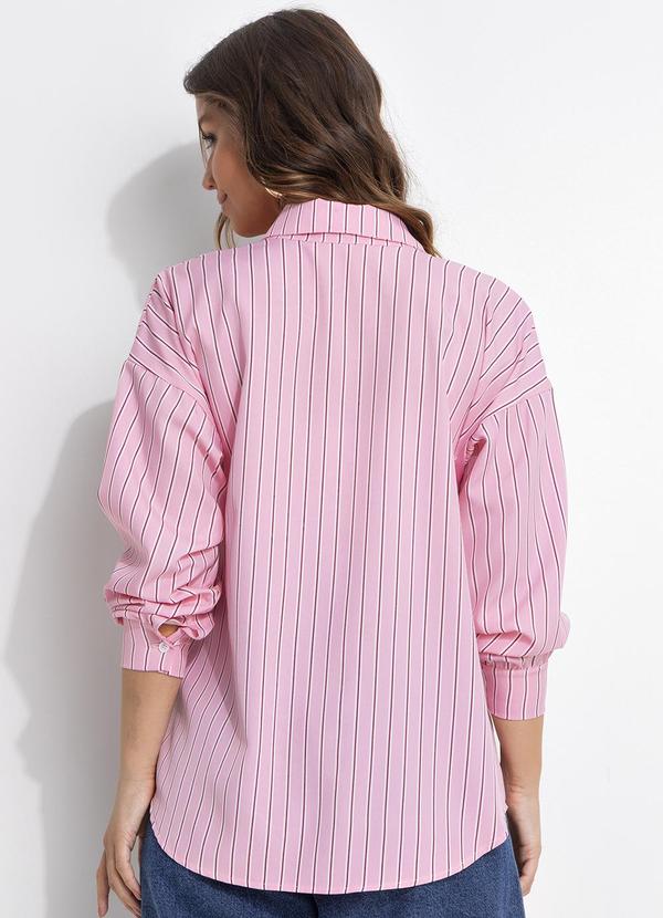 Quintess - Blusa Listrado Rosa em Poliéster com Elastano 2