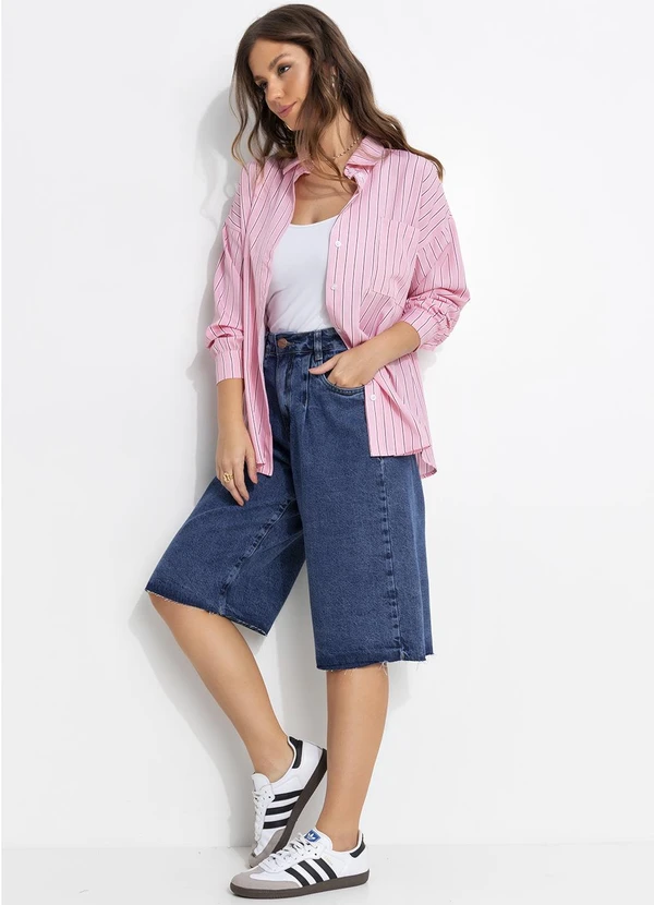 Quintess - Blusa Listrado Rosa em Poliéster com Elastano 5