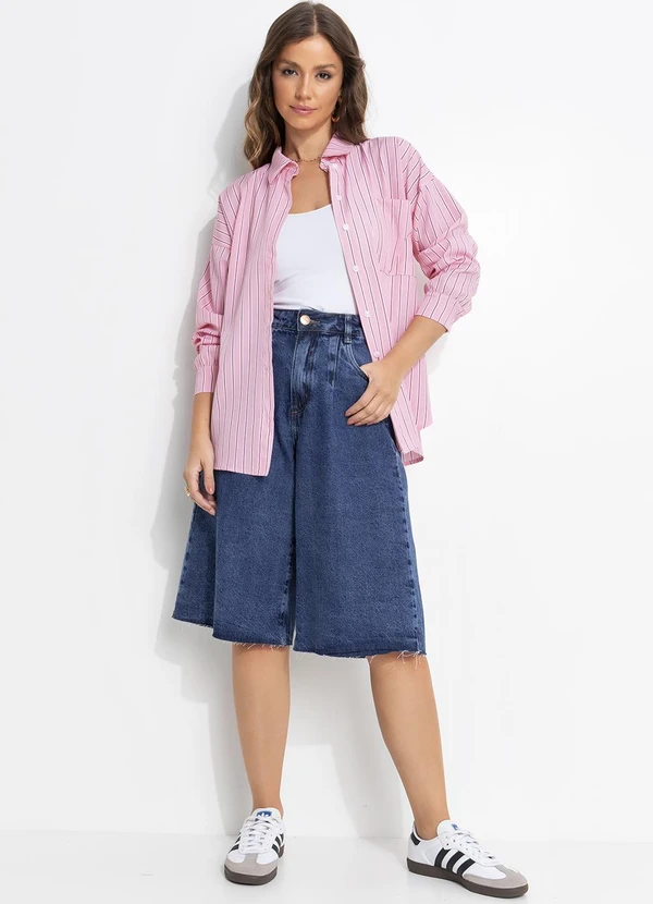 Quintess - Blusa Listrado Rosa em Poliéster com Elastano 10