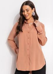 Camisa Marrom Amendoado em Viscose Plana