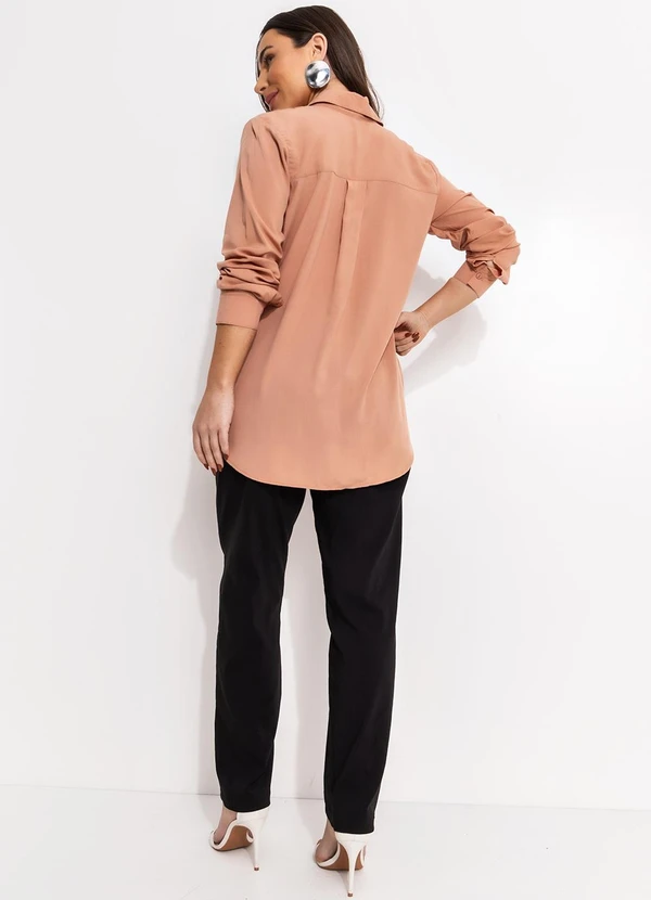 bonprix - Camisa Marrom Amendoado em Viscose Plana 6