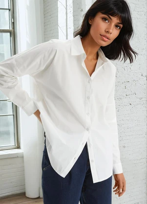 bonprix - Blusa Off White em Tricoline - BONPRIX