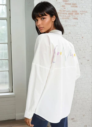 bonprix - Blusa Off White em Tricoline - BONPRIX