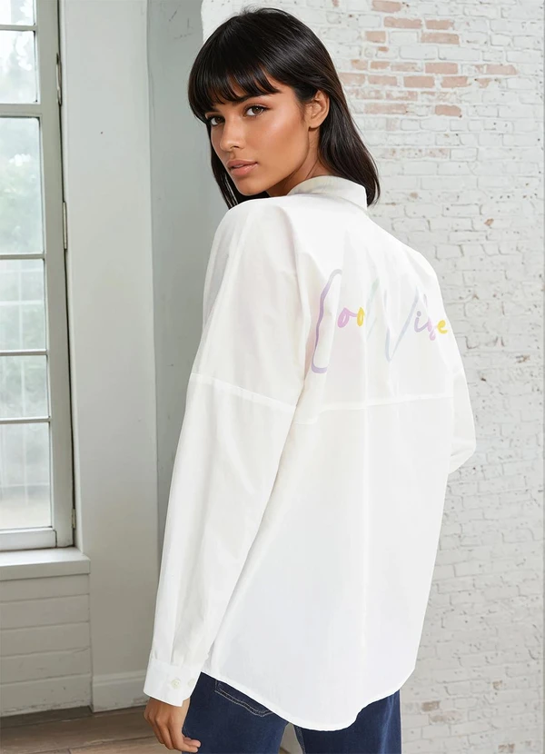 bonprix - Blusa Off White em Tricoline 2