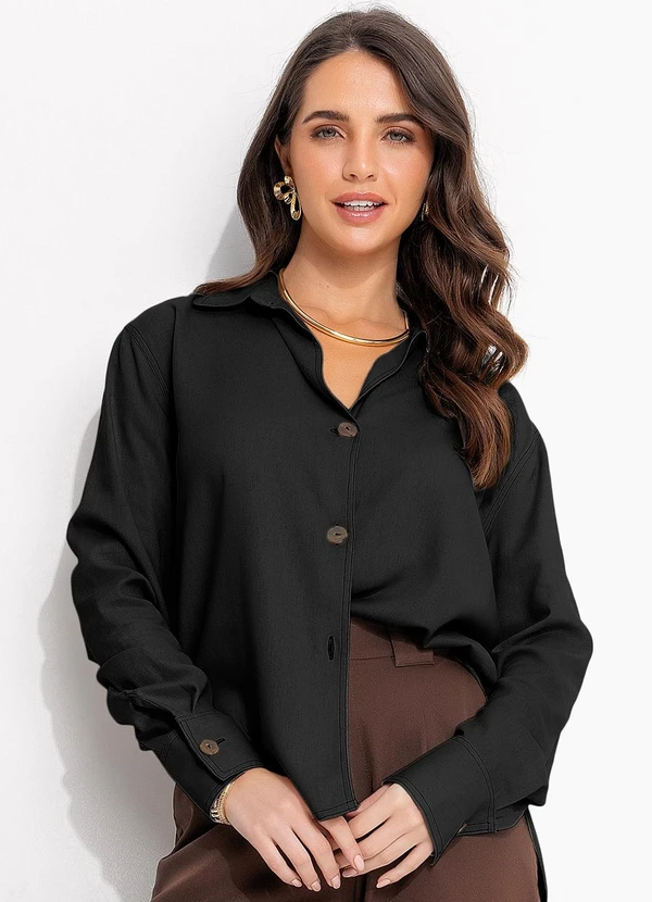 Blusa Preto em Linho Quintess
