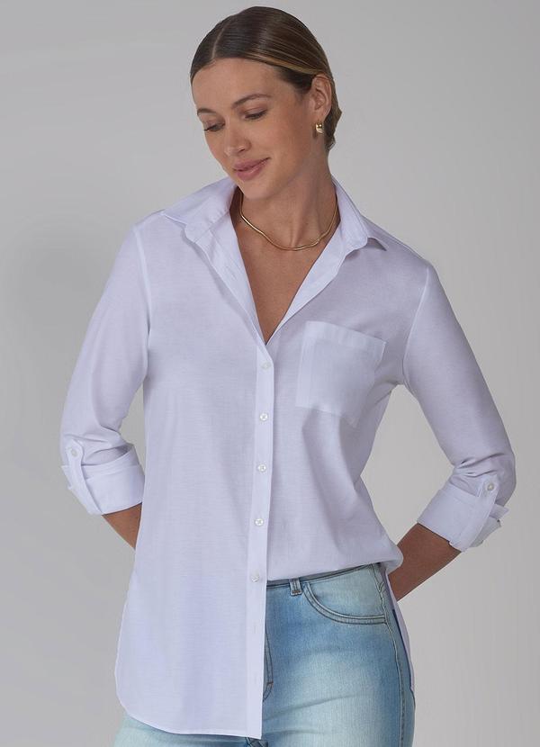 Principessa - Camisa Alongada Branco com Bolso Dinair