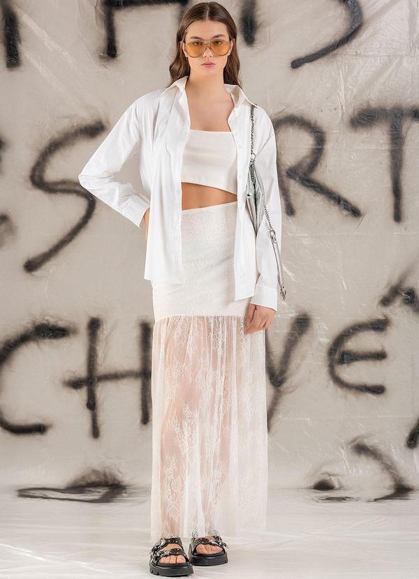 Choyee - Camisa Alongada em Tricolinte Branco 2