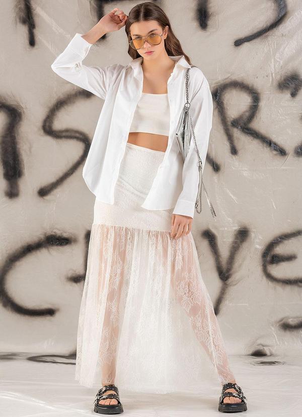 Choyee - Camisa Alongada em Tricolinte Branco 3