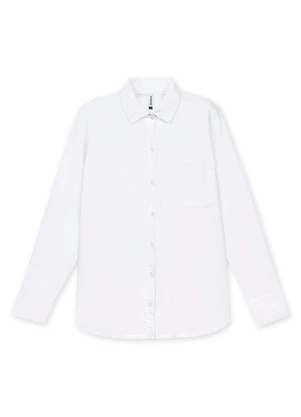 Marialícia - Camisa Alongada Feminina Tricoline Branco - MARIALÍCIA
