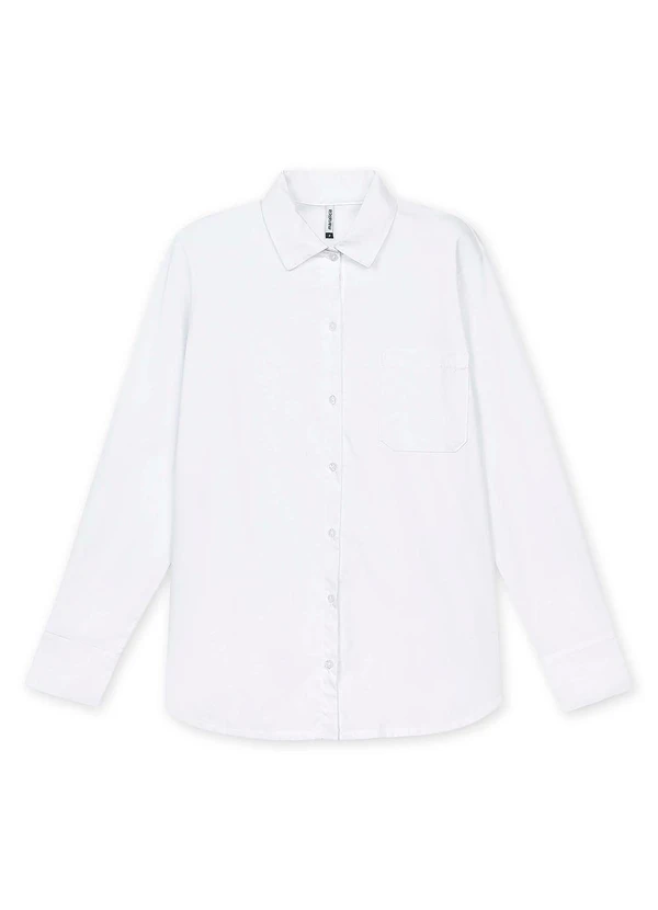 CAMISA ALONGADA FEMININA TRICOLINE BRANCO - MARIALÍCIA
