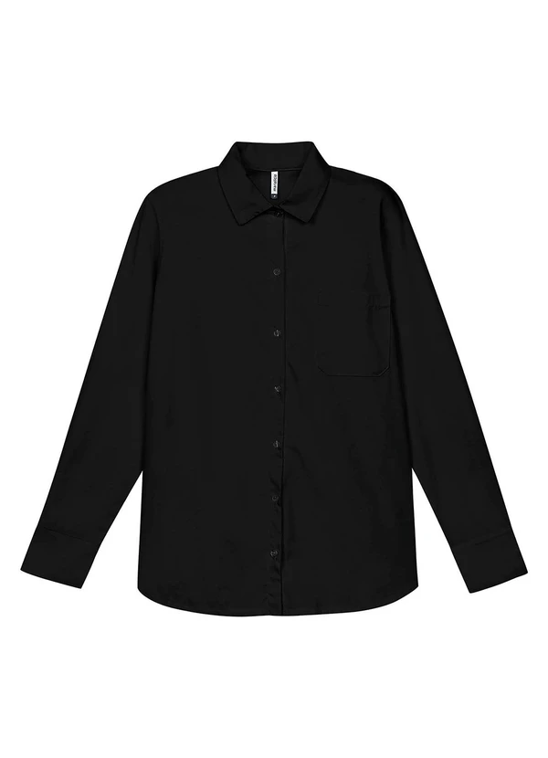 CAMISA ALONGADA FEMININA TRICOLINE PRETO - MARIALÍCIA