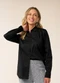 Marialícia - Camisa Alongada Feminina Tricoline Branco - variação: Preto