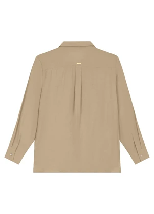 Enfim - Camisa Ampla Acetinada Cáqui - ENFIM