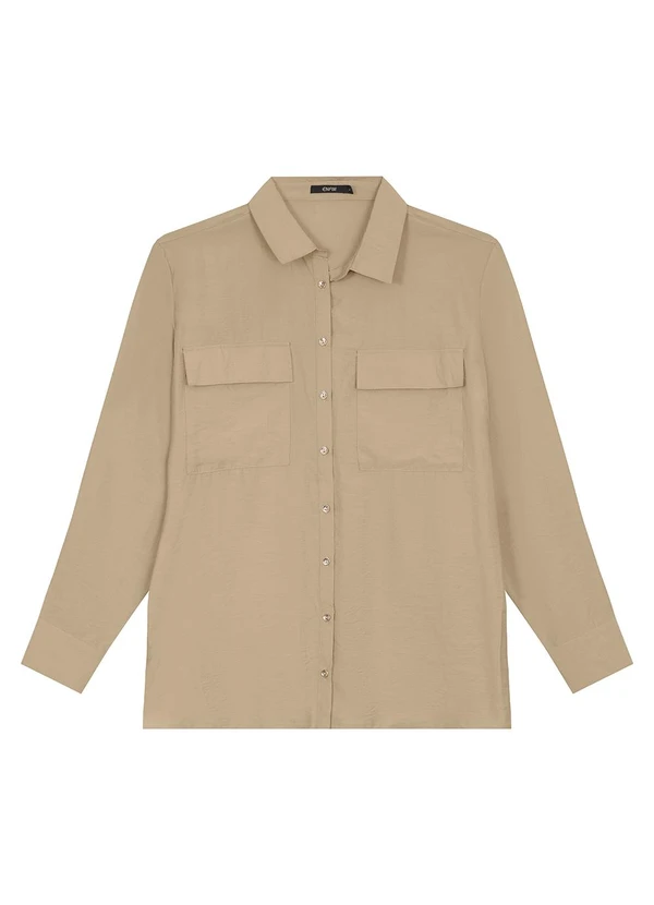 Enfim - Camisa Ampla Acetinada Cáqui
