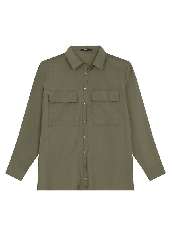 Enfim - Camisa Ampla Acetinada Verde Militar 3