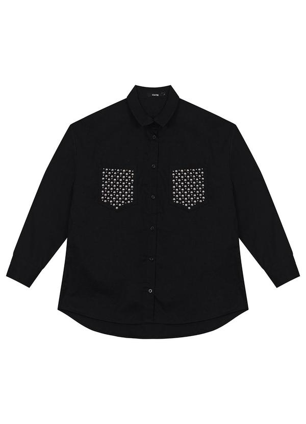 Enfim - Camisa Ampla em Tricoline Preto