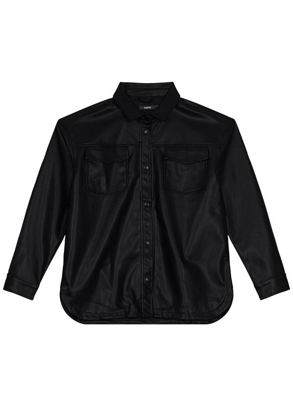 Enfim - Camisa Ampla Feminina em Corino Preto 4