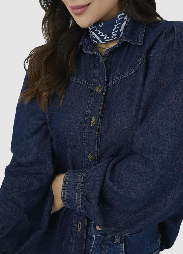 Malwee - Camisa Ampla Jeans com Pregas Azul 3