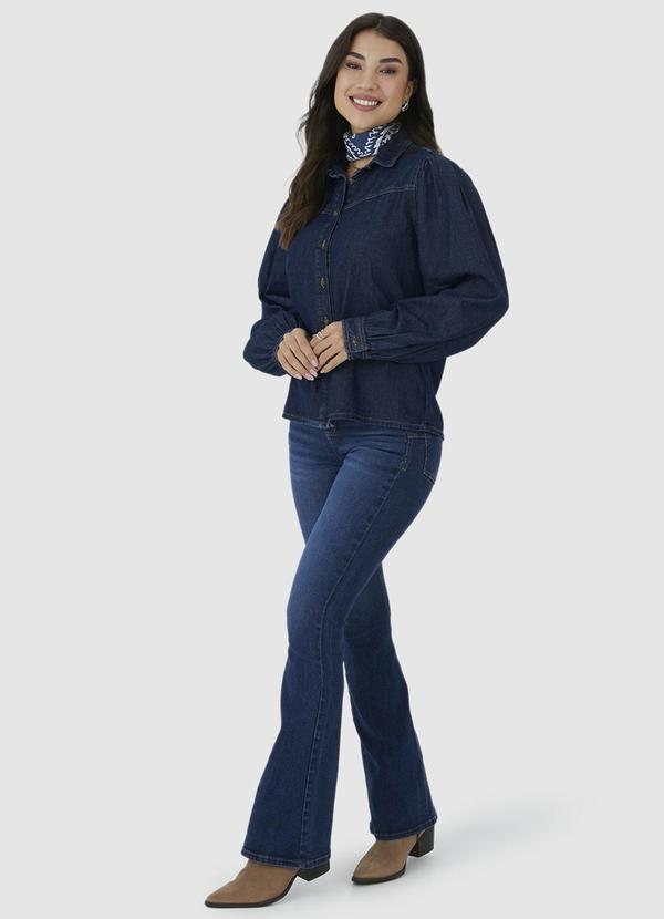 Malwee - Camisa Ampla Jeans com Pregas Azul 4