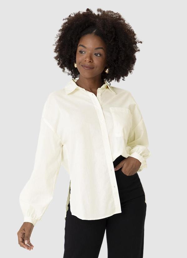 Malwee - Camisa Ampla Tricoline Bege