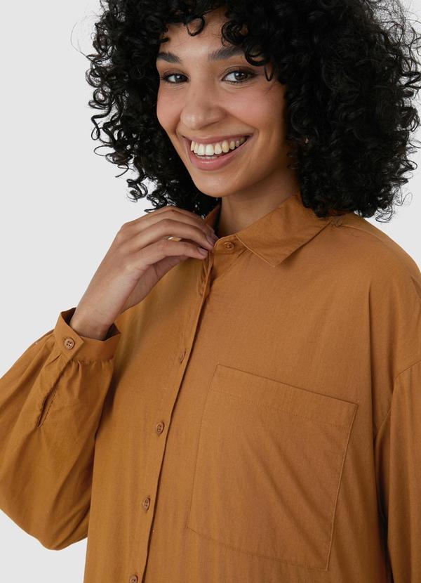 Malwee - Camisa Ampla Tricoline Marrom 4