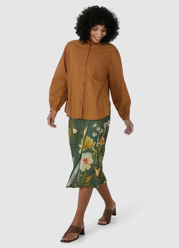 Malwee - Camisa Ampla Tricoline Marrom 3