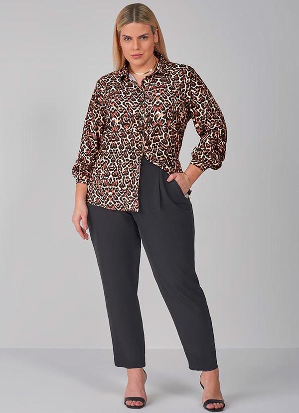 Principessa - Camisa Animal Print Gonçala Marrom 7