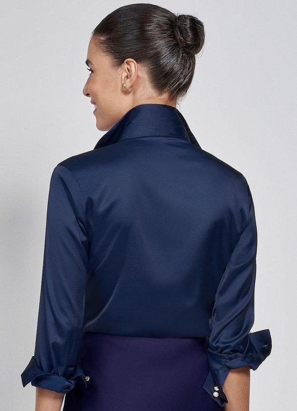 Principessa - Camisa Azul Feminina de Cetim Jussara 2