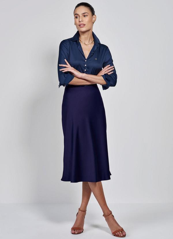 Principessa - Camisa Azul Feminina de Cetim Jussara 3