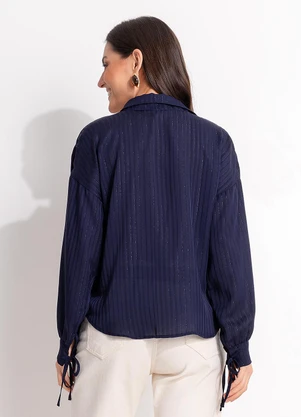 Quintess - Camisa  Azul Marinho em Chiffon - QUINTESS