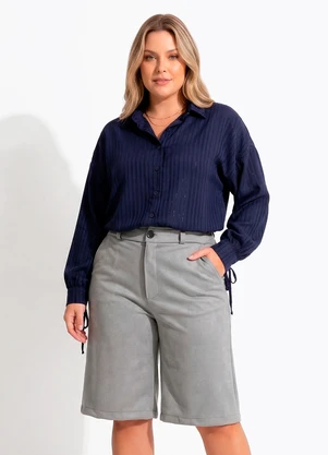 Quintess - Camisa Azul Marinho em Chiffon - QUINTESS