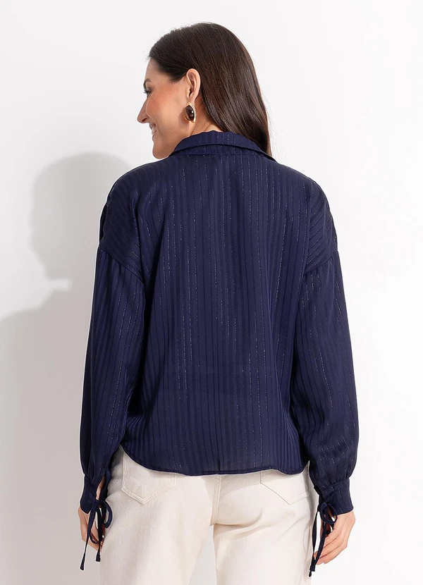 Quintess - Camisa Azul Marinho em Chiffon 2