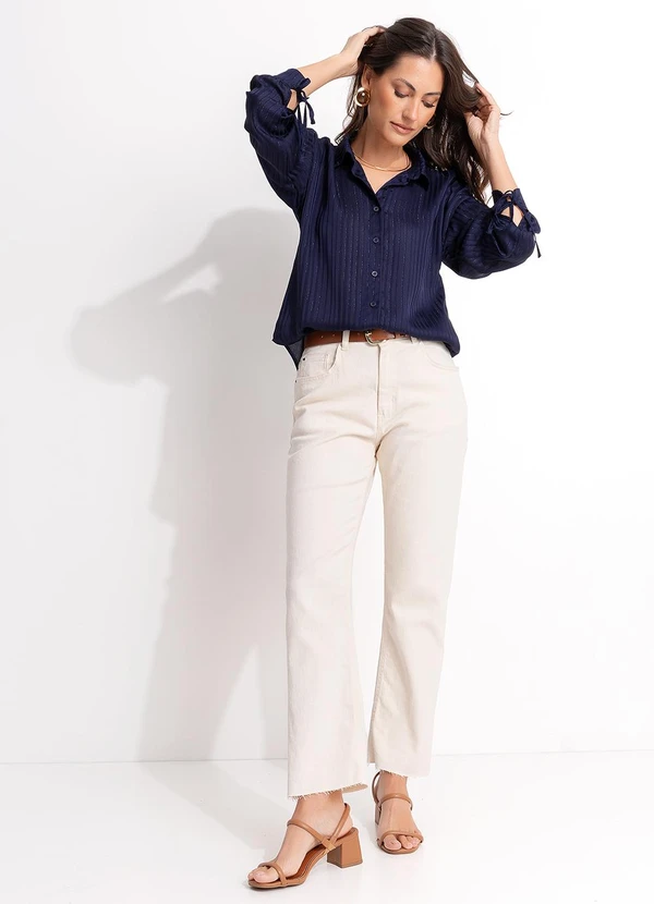 Quintess - Camisa Azul Marinho em Chiffon 3