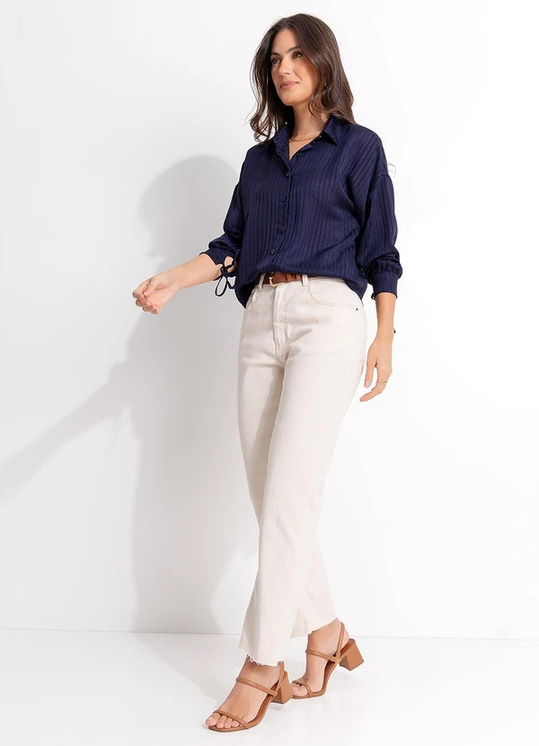 Quintess - Camisa Azul Marinho em Chiffon 5