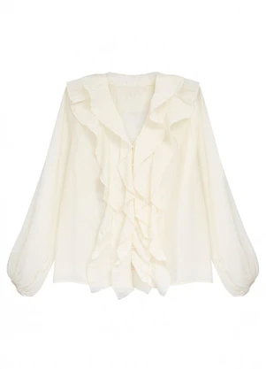 Enfim - Camisa Babados Liocel Off White - ENFIM