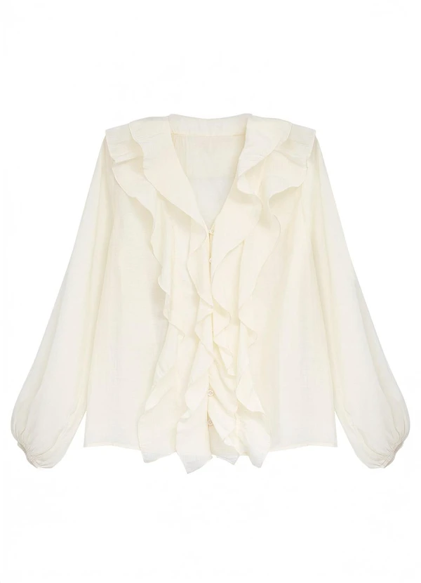 Camisa Babados Liocel Off White - ENFIM