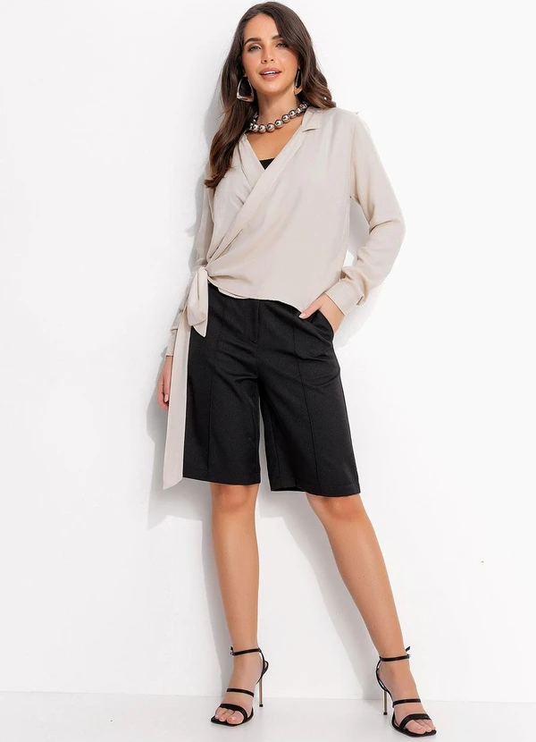 Quintess - Camisa Bege Claro em Viscose Plana Sarjada 3