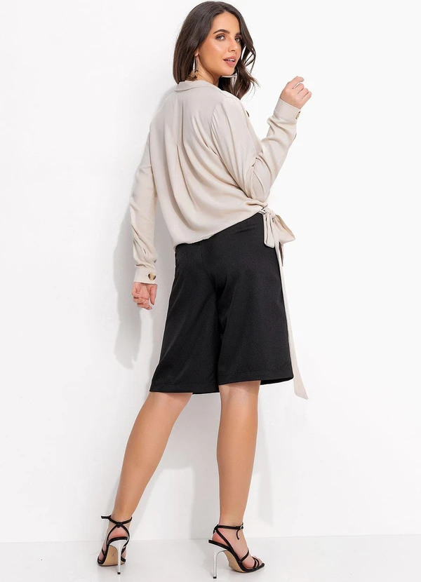 Quintess - Camisa Bege Claro em Viscose Plana Sarjada 4