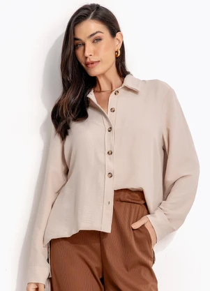 Quintess - Camisa Bege em Tecido Air Flow - QUINTESS