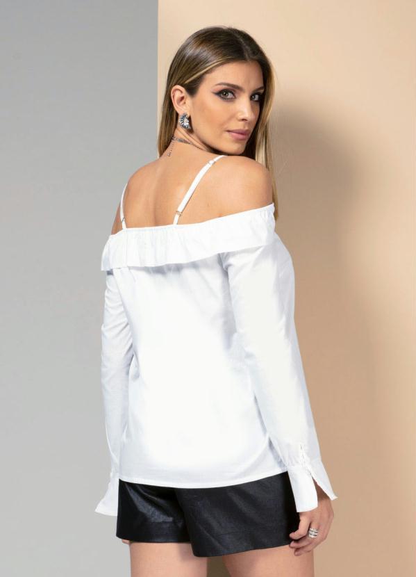 Quintess - Camisa Branca com Decote Reto e Mangas Longas 2