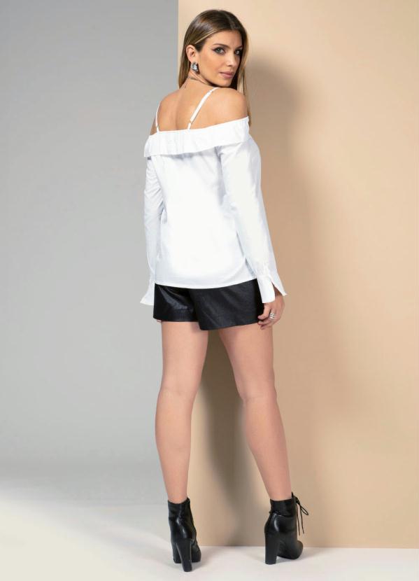 Quintess - Camisa Branca com Decote Reto e Mangas Longas 4