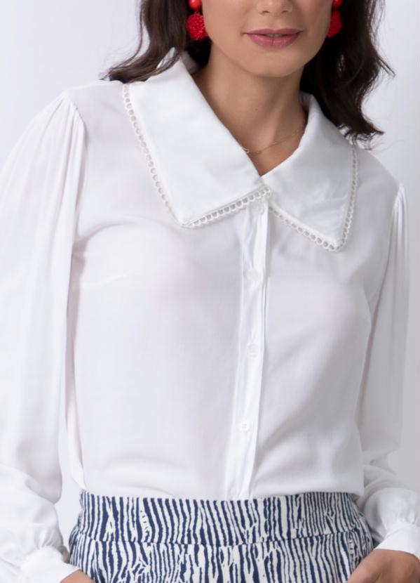 Quintess - Camisa Branca com Detalhe em Renda na Gola 2