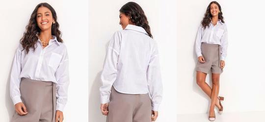 Camisa Branca em Tricoline