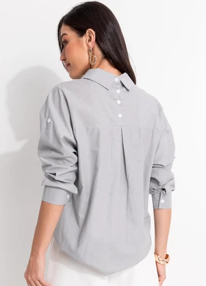 Quintess - Camisa Cinza Claro em Alfaiataria. - QUINTESS