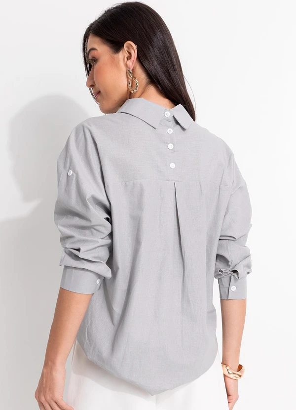 Quintess - Camisa Cinza Claro em Alfaiataria. 2