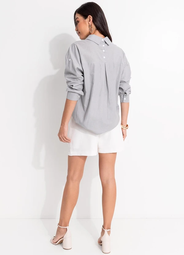 Quintess - Camisa Cinza Claro em Alfaiataria. 5