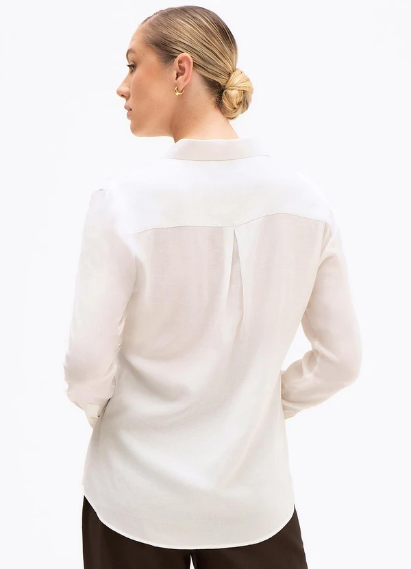 Principessa - Camisa Comfy em Viscose com Bordado Floral Off White Gisandra 2