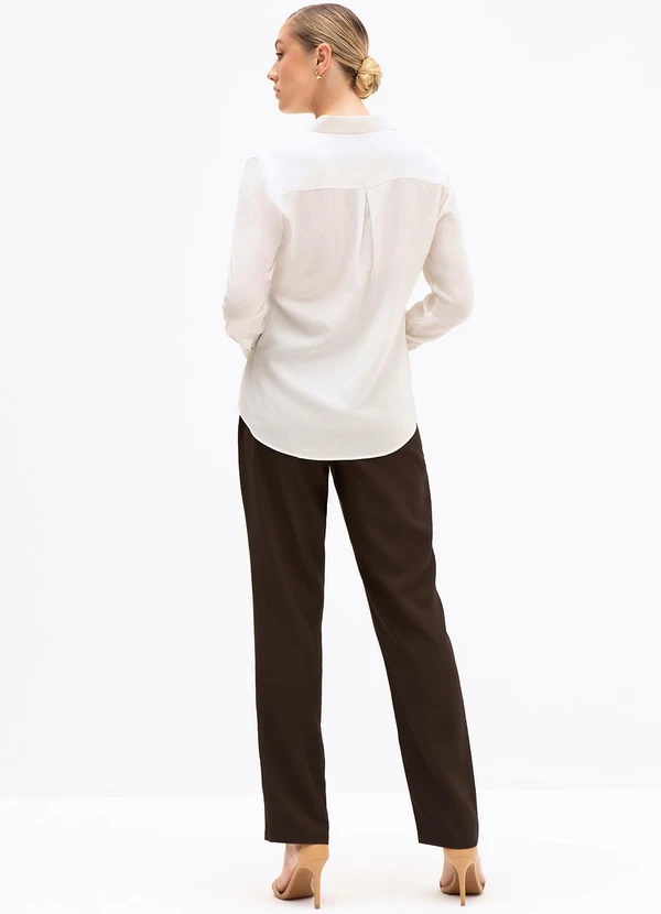 Principessa - Camisa Comfy em Viscose com Bordado Floral Off White Gisandra 4