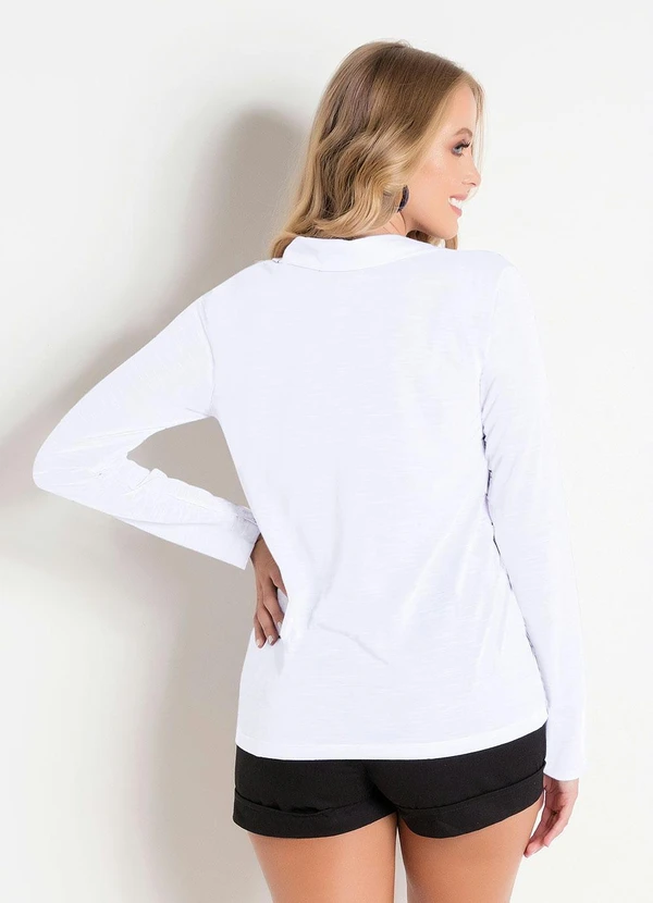 Moda Pop - Camisa com Botões Branca 9